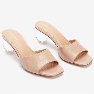 Crystal Ball geometrical Heeled Nude Sandals by Express